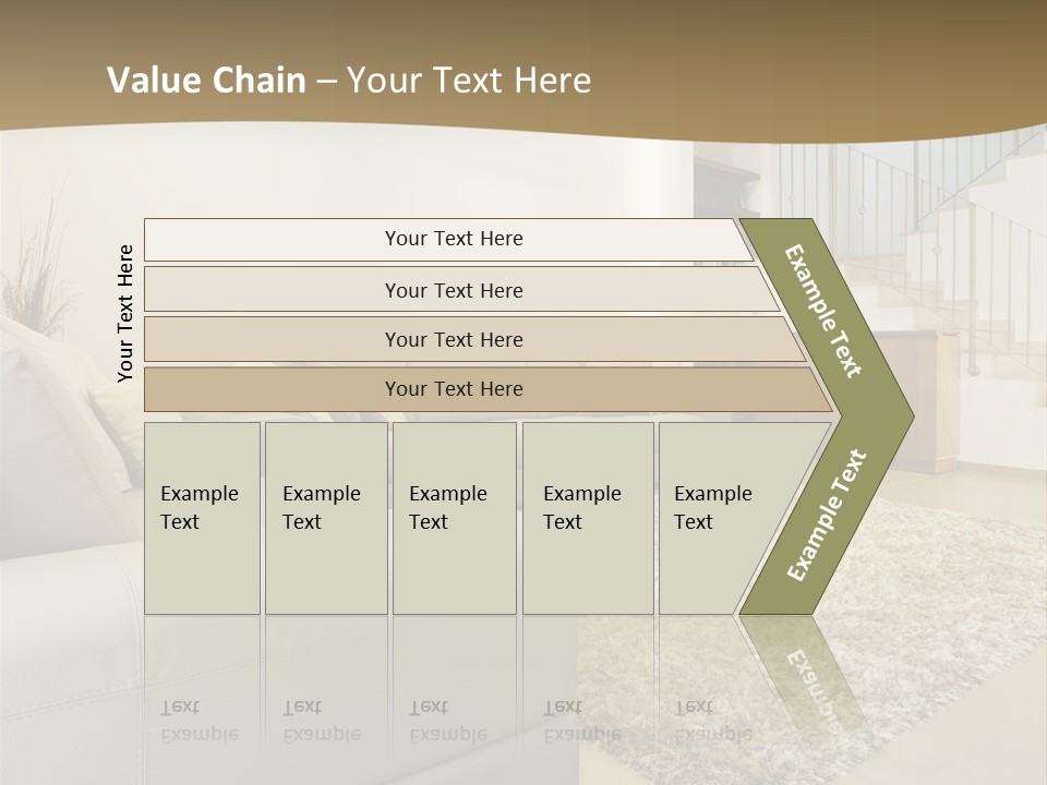 A Living Room With A Couch And A Stair Case PowerPoint Template