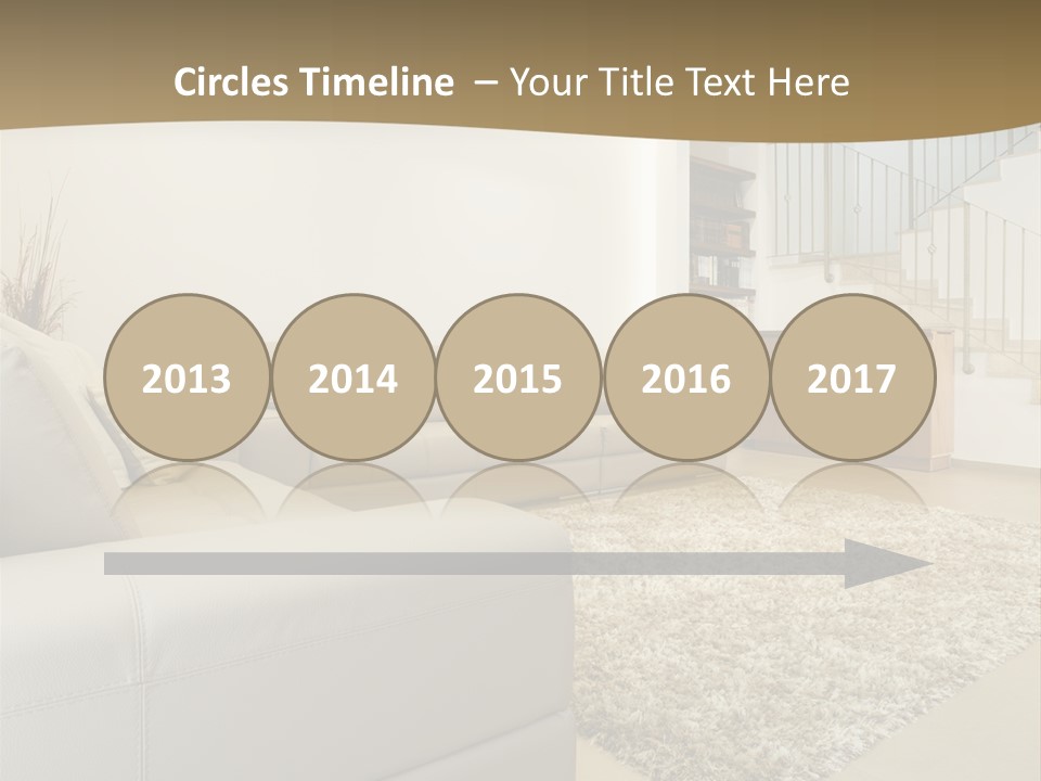 A Living Room With A Couch And A Stair Case PowerPoint Template