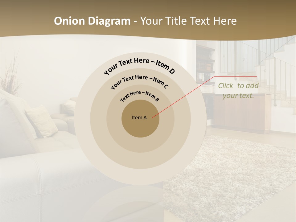 A Living Room With A Couch And A Stair Case PowerPoint Template