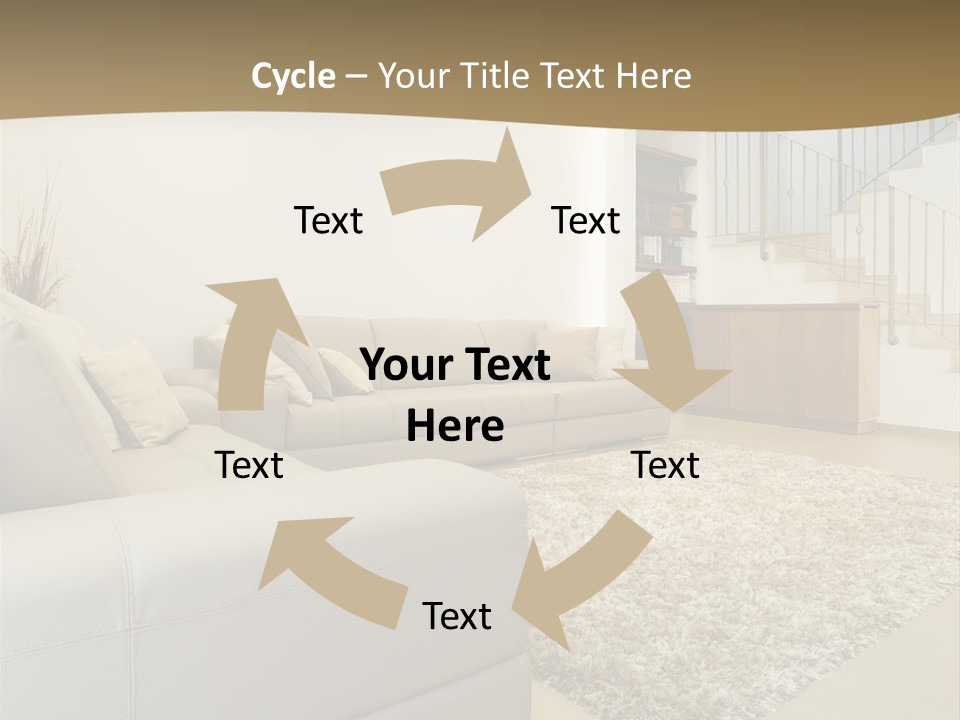 A Living Room With A Couch And A Stair Case PowerPoint Template