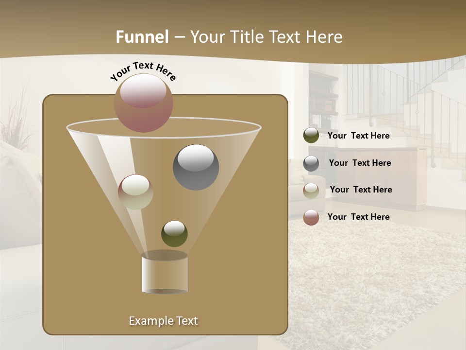 A Living Room With A Couch And A Stair Case PowerPoint Template