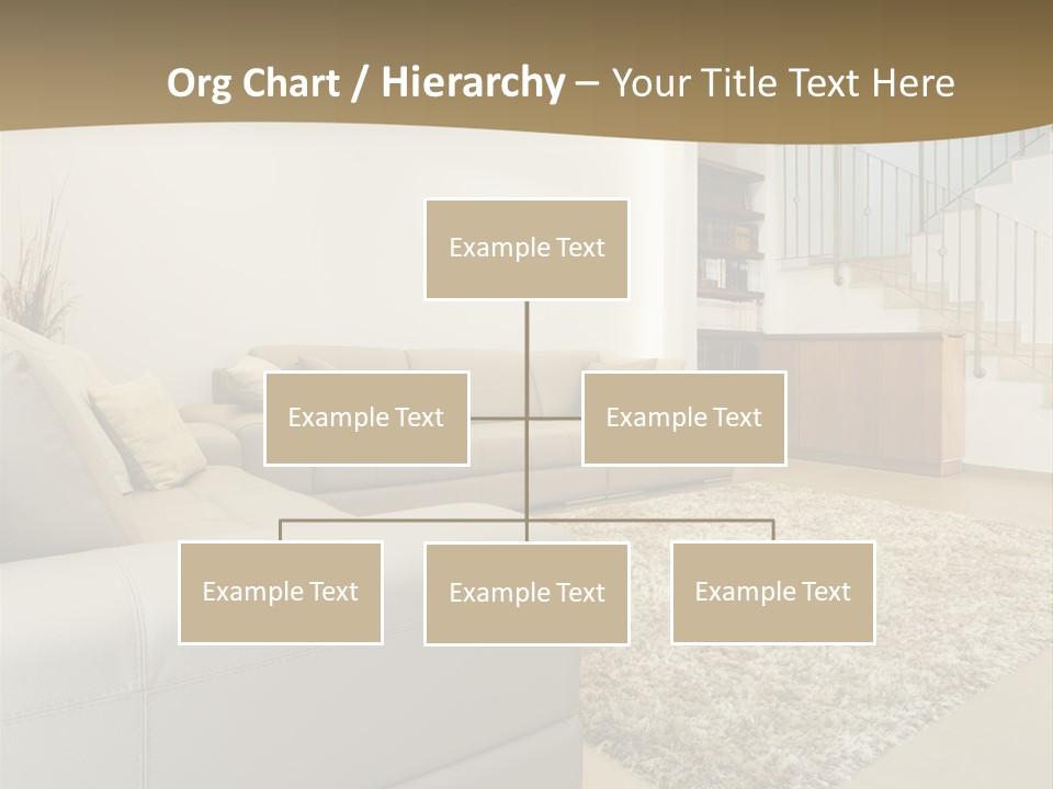 A Living Room With A Couch And A Stair Case PowerPoint Template