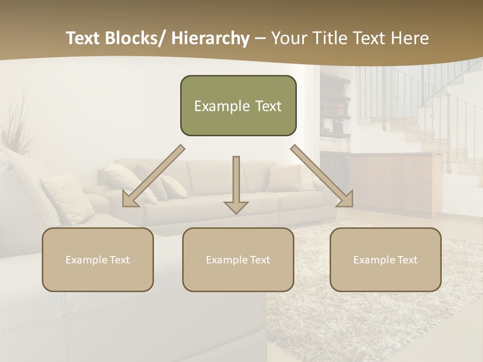 A Living Room With A Couch And A Stair Case PowerPoint Template