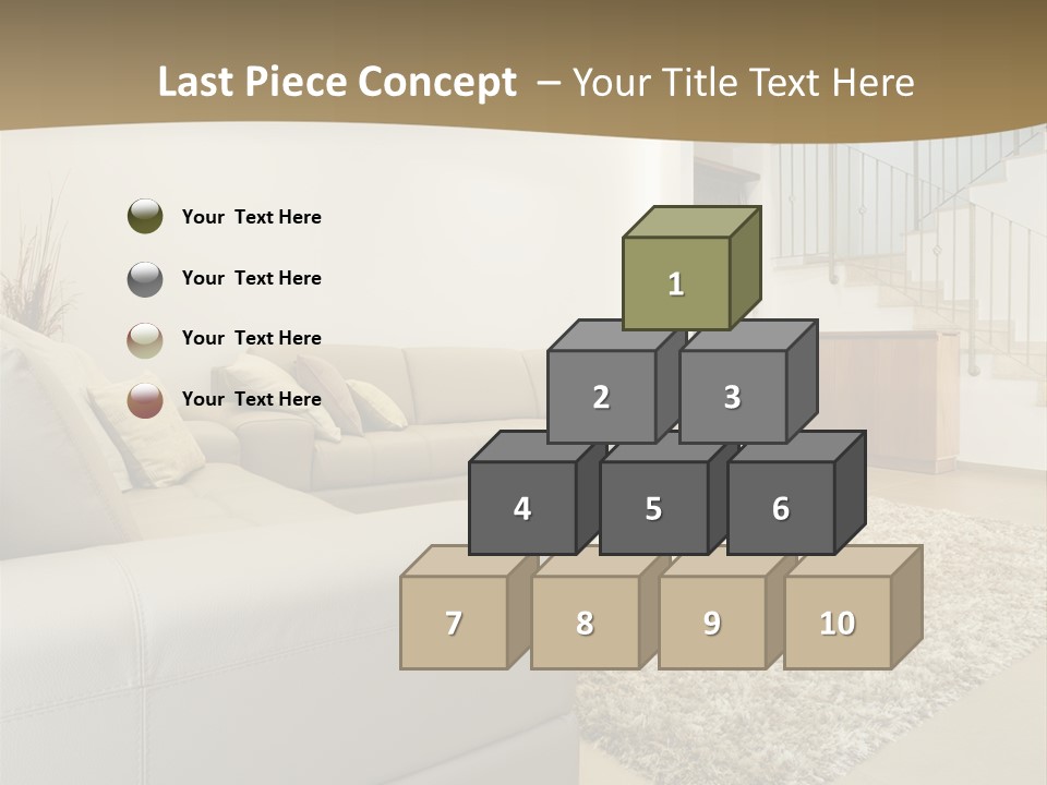 A Living Room With A Couch And A Stair Case PowerPoint Template