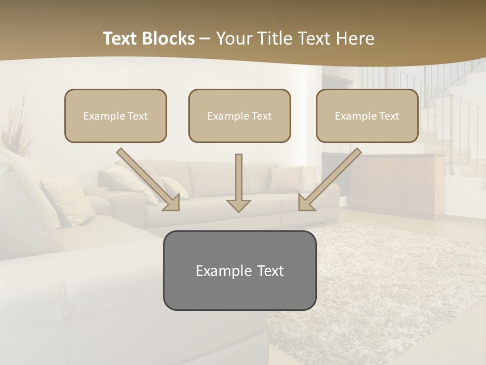 A Living Room With A Couch And A Stair Case PowerPoint Template