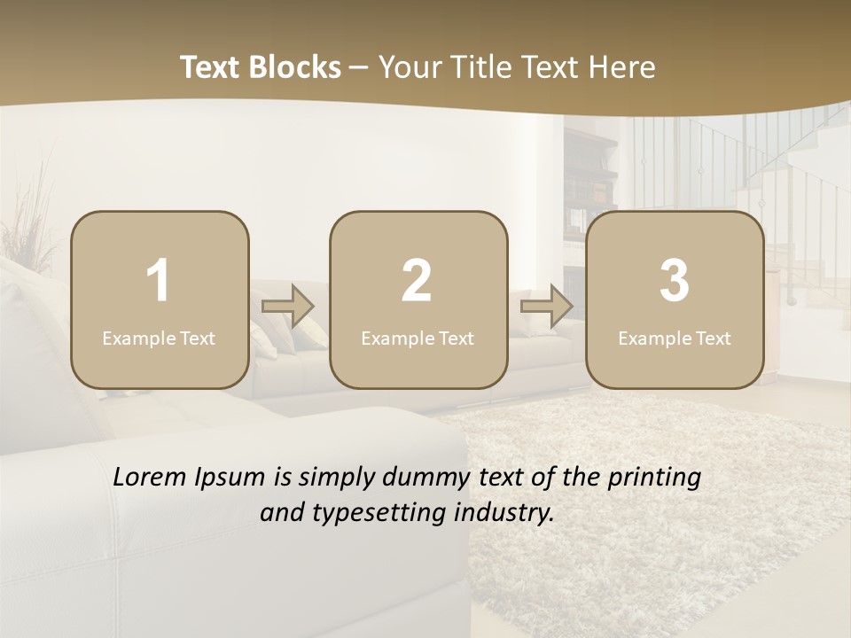 A Living Room With A Couch And A Stair Case PowerPoint Template
