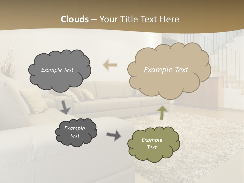 A Living Room With A Couch And A Stair Case PowerPoint Template