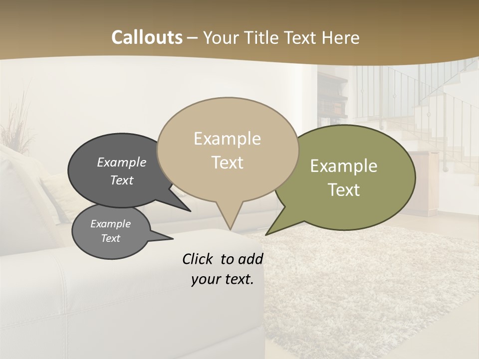 A Living Room With A Couch And A Stair Case PowerPoint Template