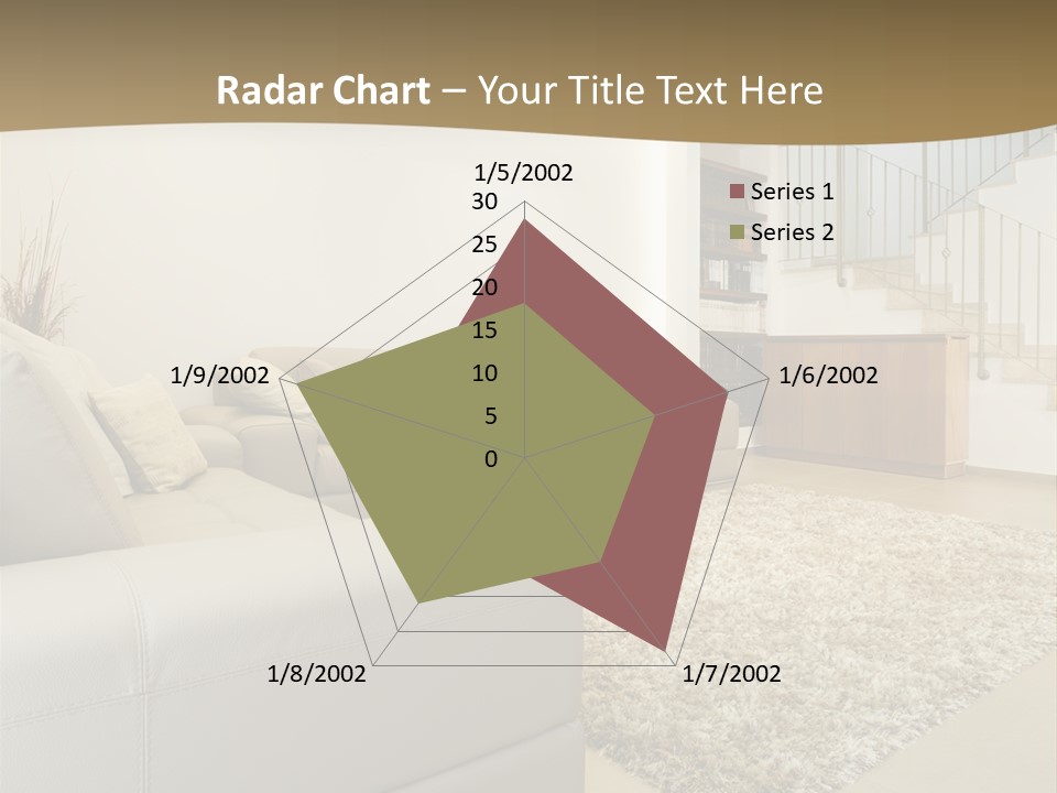 A Living Room With A Couch And A Stair Case PowerPoint Template