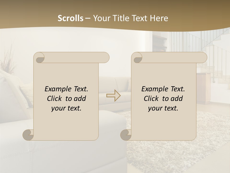 A Living Room With A Couch And A Stair Case PowerPoint Template