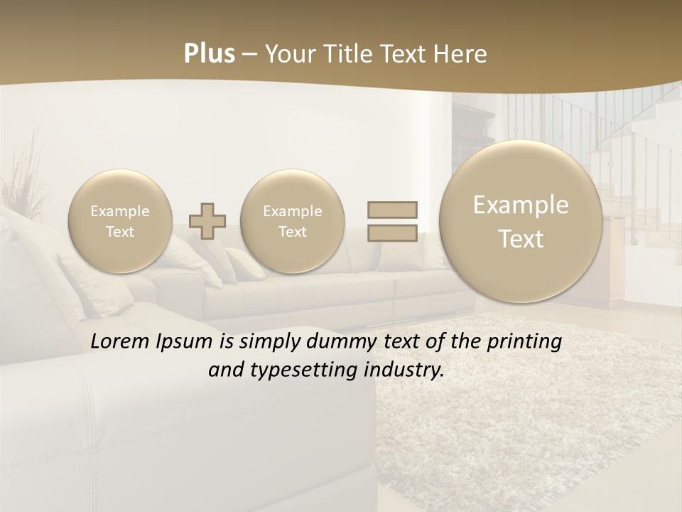 A Living Room With A Couch And A Stair Case PowerPoint Template