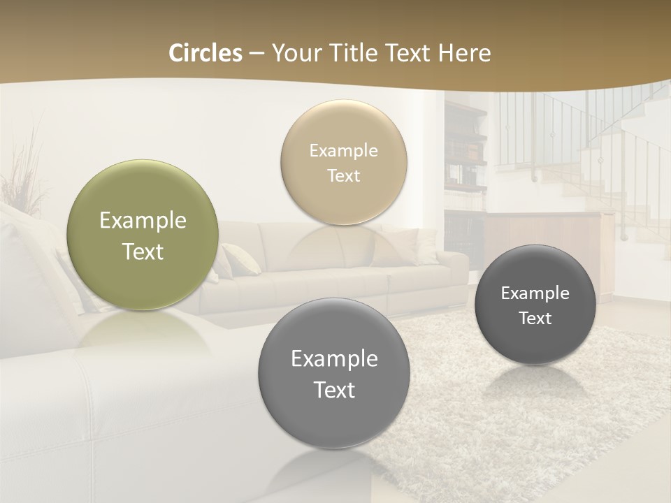 A Living Room With A Couch And A Stair Case PowerPoint Template