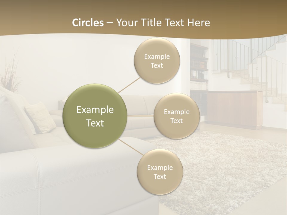 A Living Room With A Couch And A Stair Case PowerPoint Template