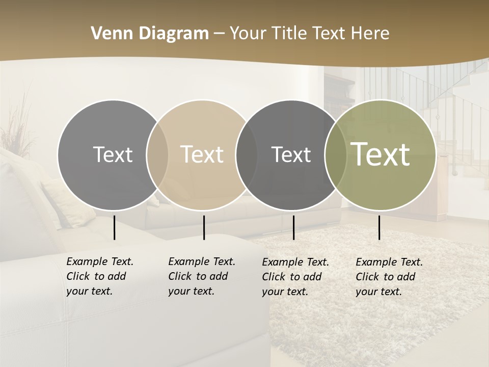 A Living Room With A Couch And A Stair Case PowerPoint Template