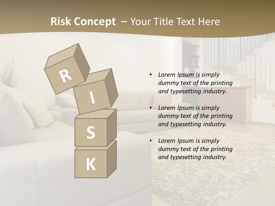 A Living Room With A Couch And A Stair Case PowerPoint Template