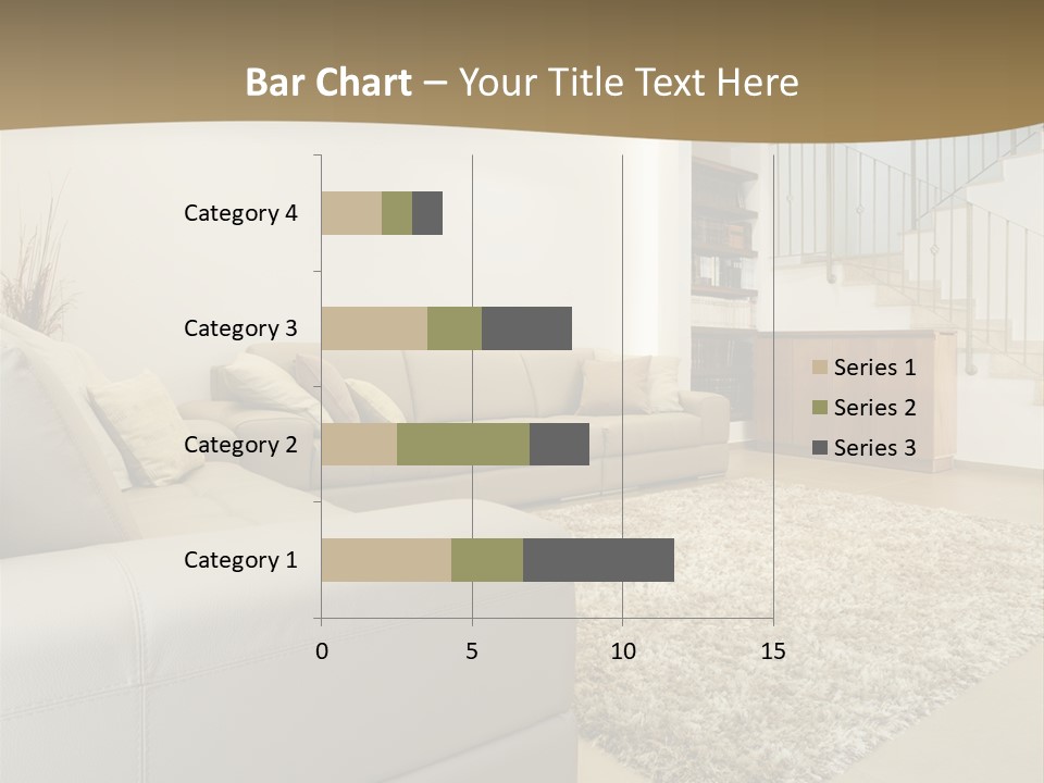 A Living Room With A Couch And A Stair Case PowerPoint Template