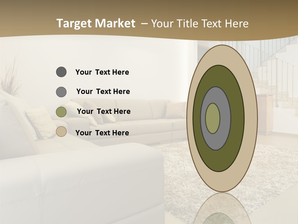 A Living Room With A Couch And A Stair Case PowerPoint Template