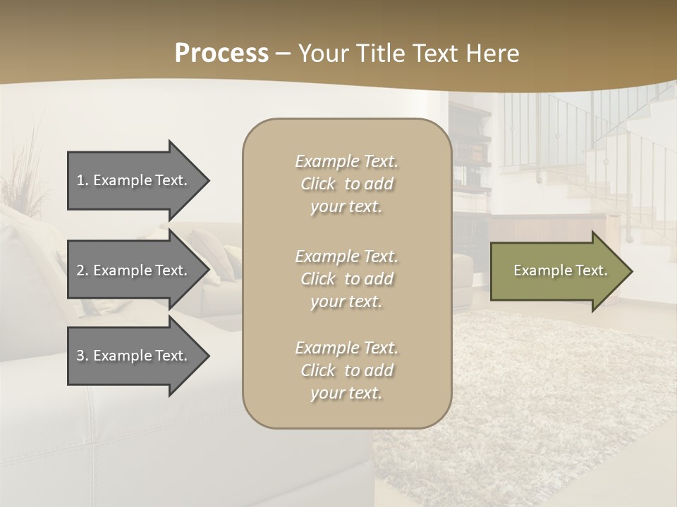 A Living Room With A Couch And A Stair Case PowerPoint Template