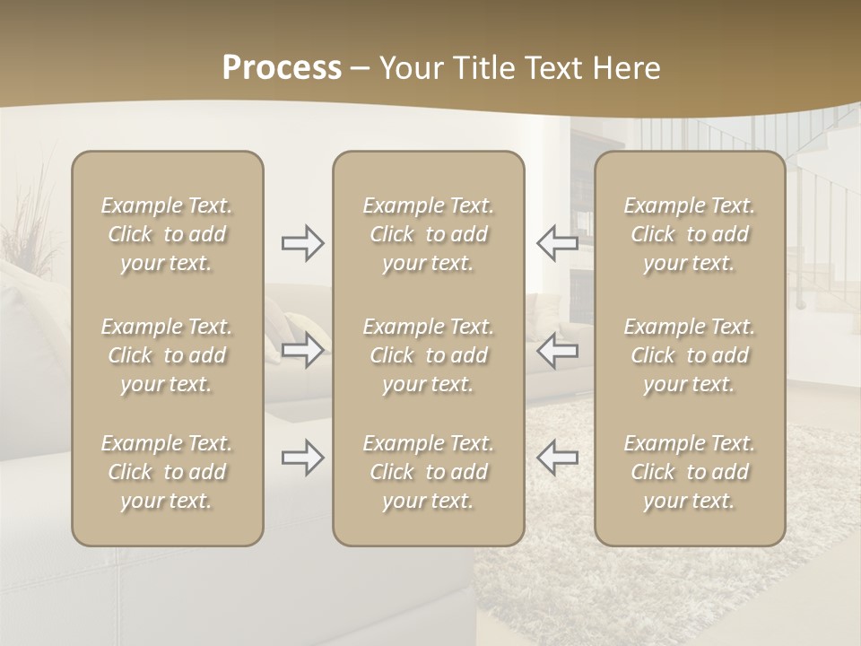 A Living Room With A Couch And A Stair Case PowerPoint Template