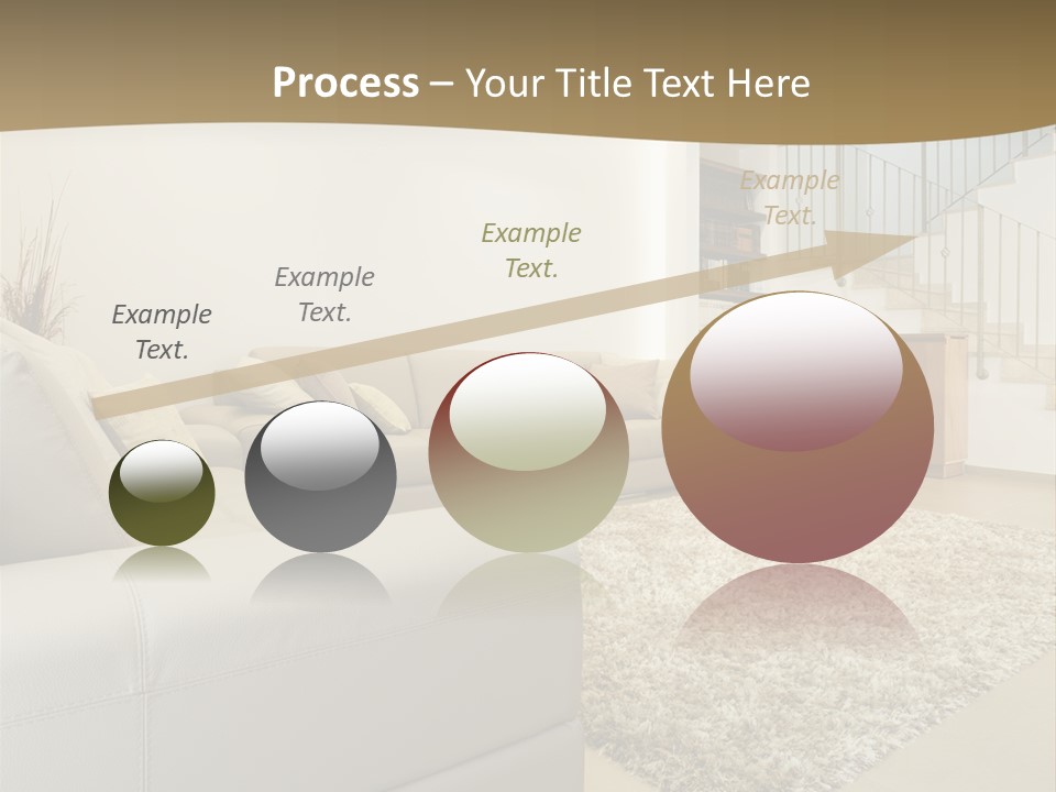 A Living Room With A Couch And A Stair Case PowerPoint Template