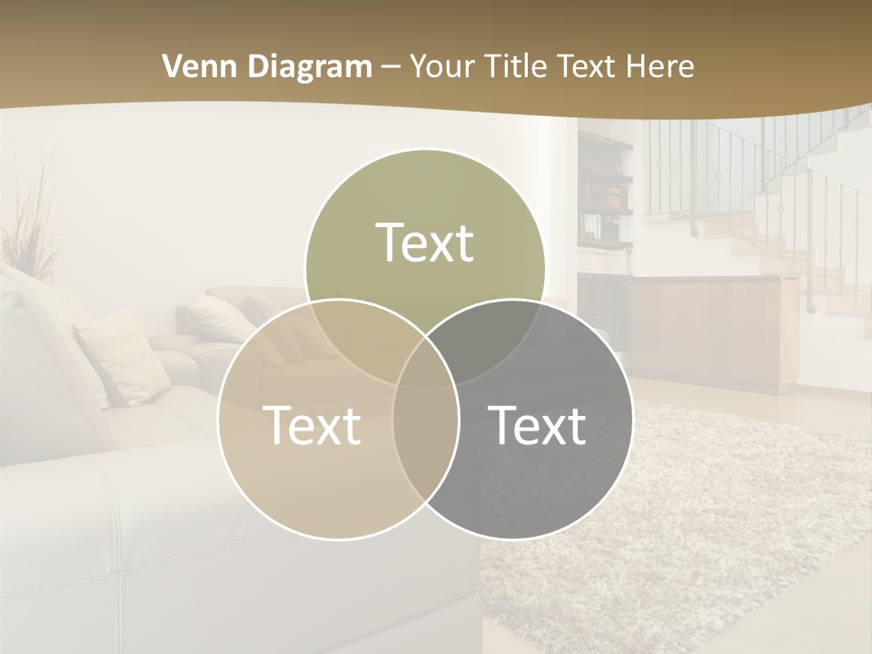 A Living Room With A Couch And A Stair Case PowerPoint Template