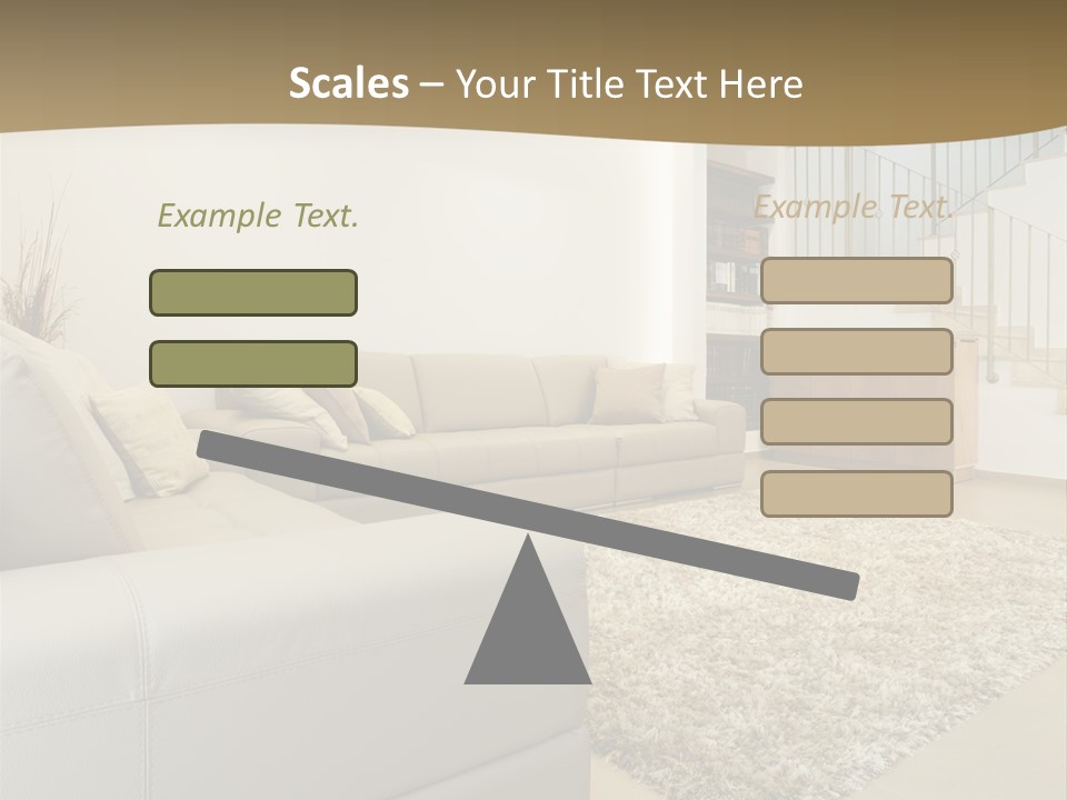 A Living Room With A Couch And A Stair Case PowerPoint Template