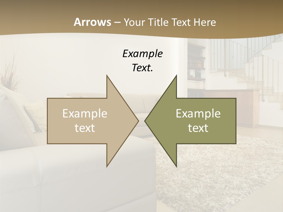A Living Room With A Couch And A Stair Case PowerPoint Template