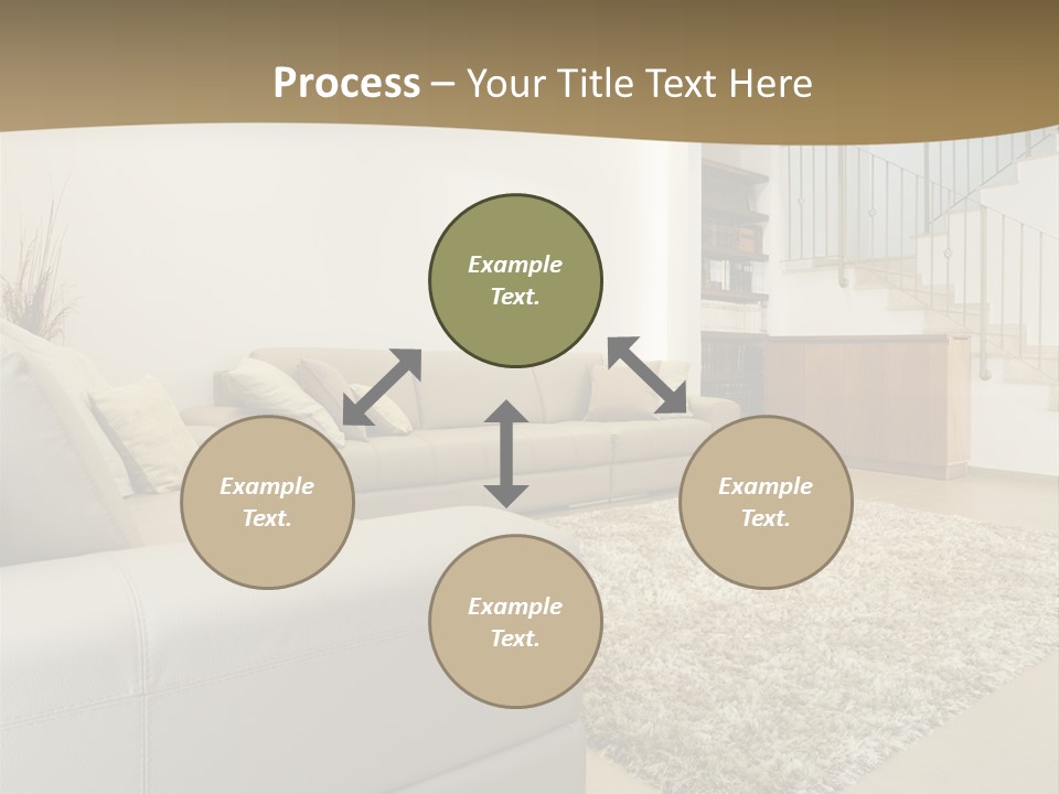 A Living Room With A Couch And A Stair Case PowerPoint Template