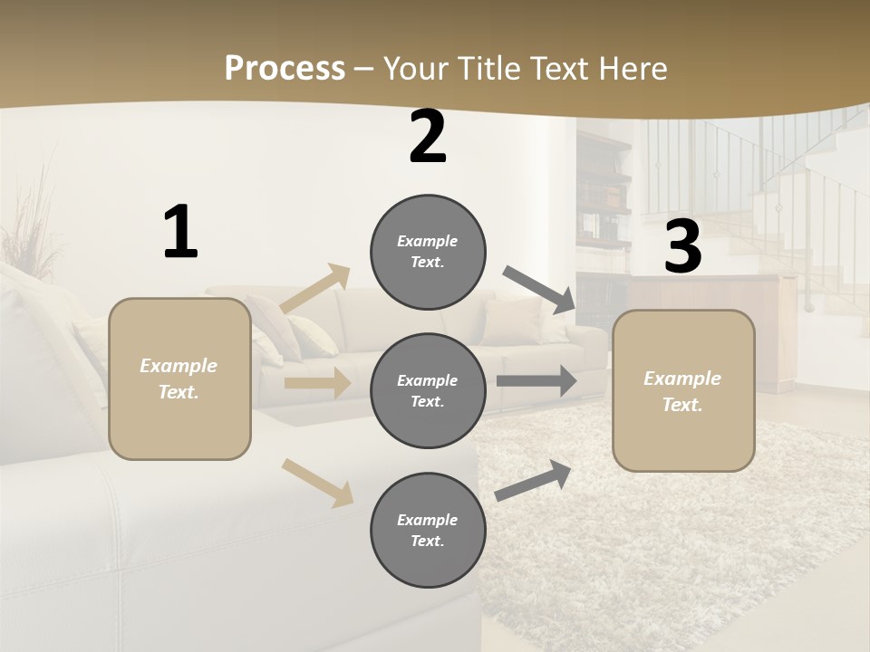 A Living Room With A Couch And A Stair Case PowerPoint Template