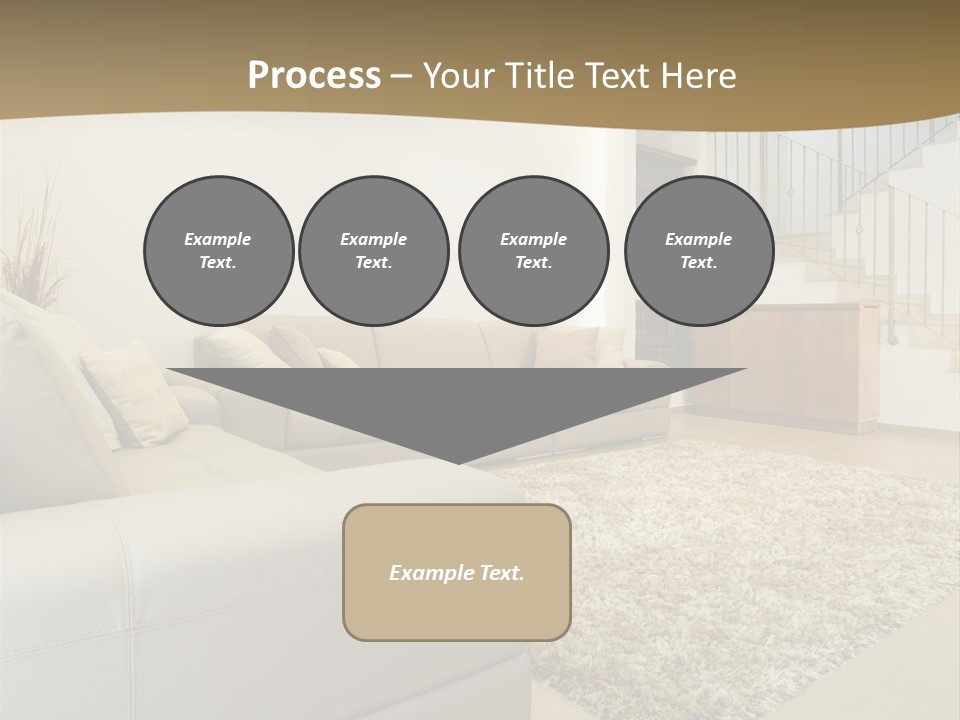 A Living Room With A Couch And A Stair Case PowerPoint Template