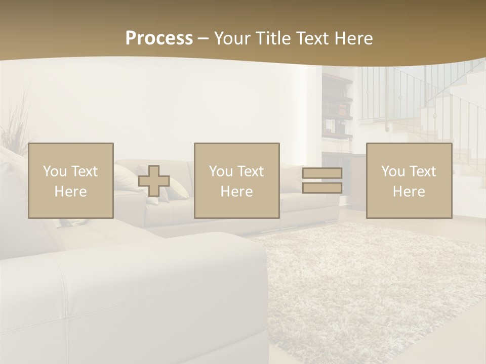 A Living Room With A Couch And A Stair Case PowerPoint Template