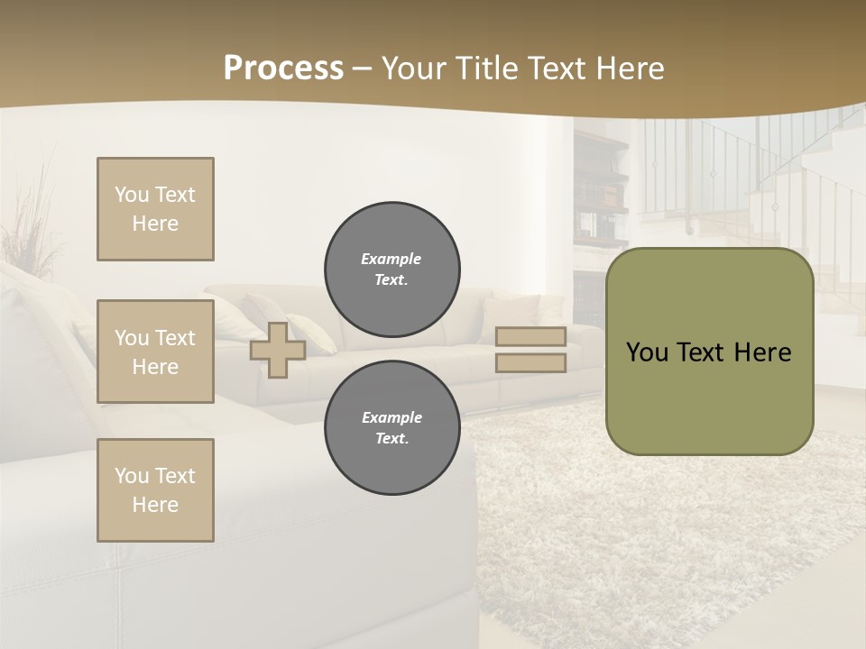A Living Room With A Couch And A Stair Case PowerPoint Template