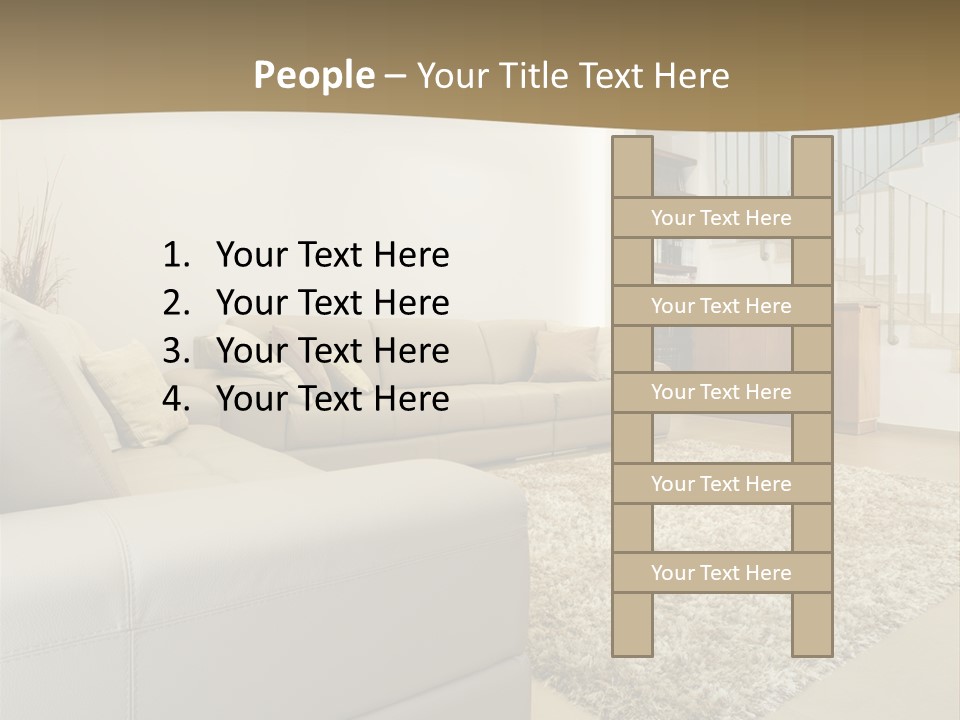 A Living Room With A Couch And A Stair Case PowerPoint Template