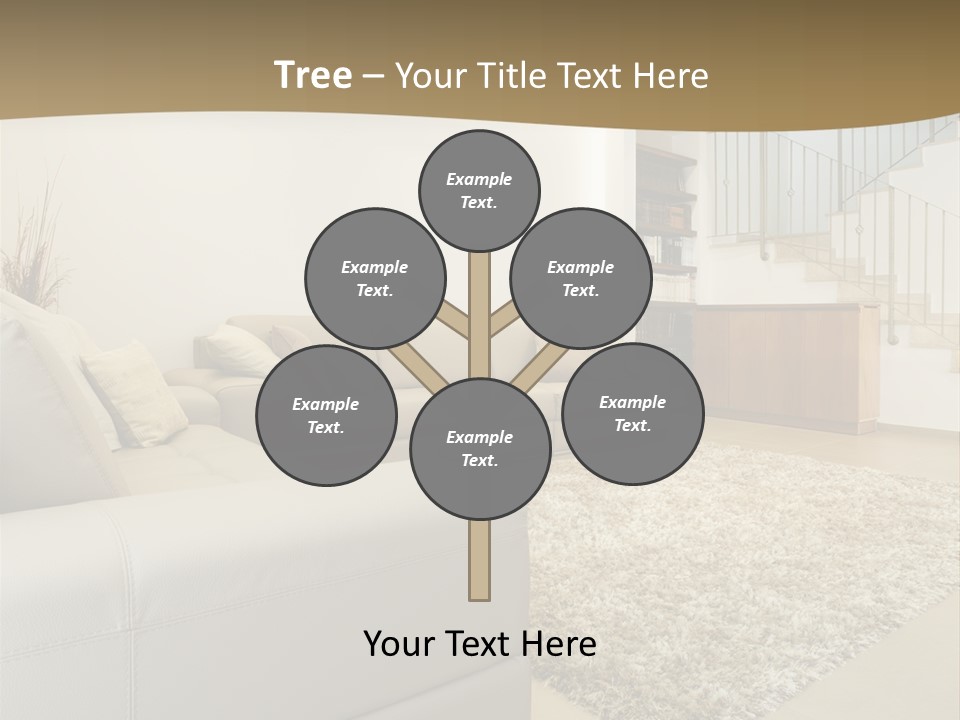 A Living Room With A Couch And A Stair Case PowerPoint Template