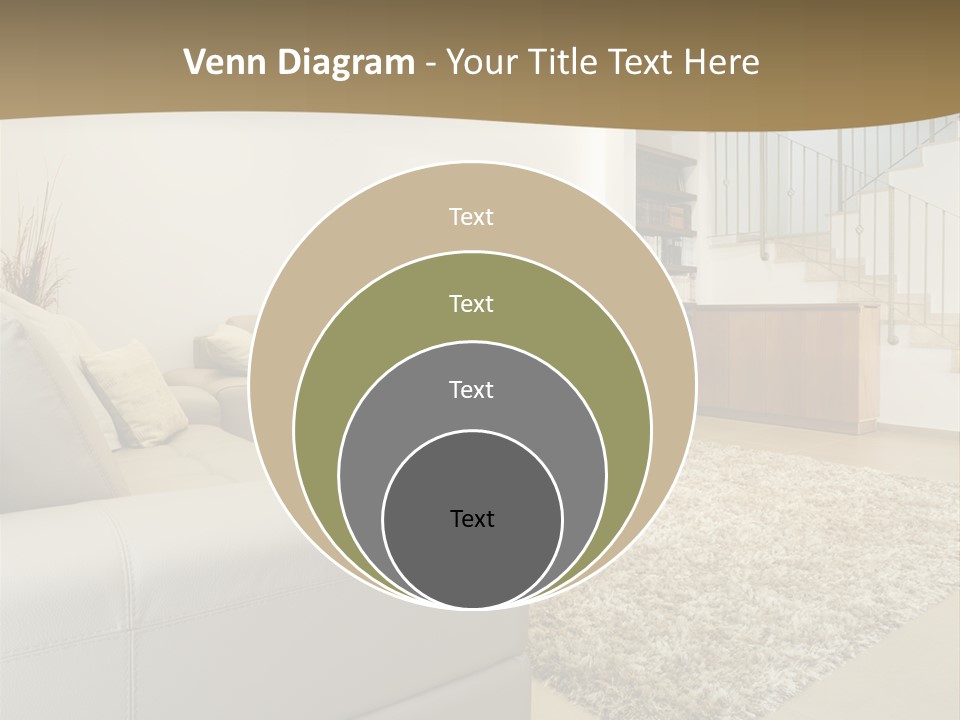A Living Room With A Couch And A Stair Case PowerPoint Template