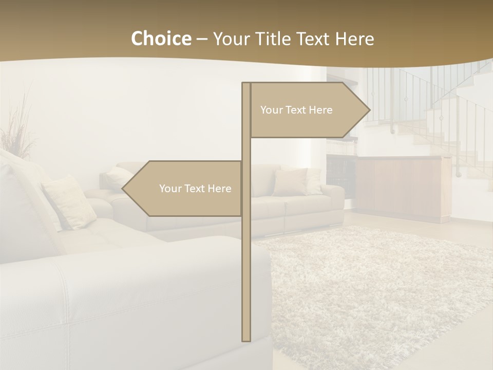 A Living Room With A Couch And A Stair Case PowerPoint Template