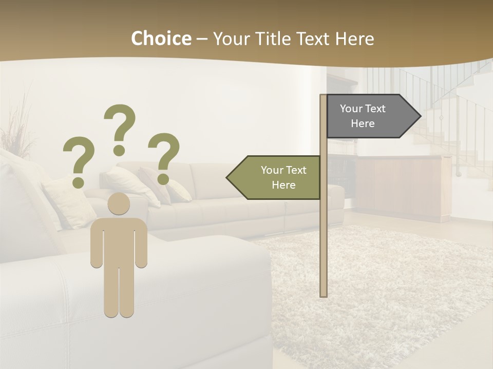 A Living Room With A Couch And A Stair Case PowerPoint Template