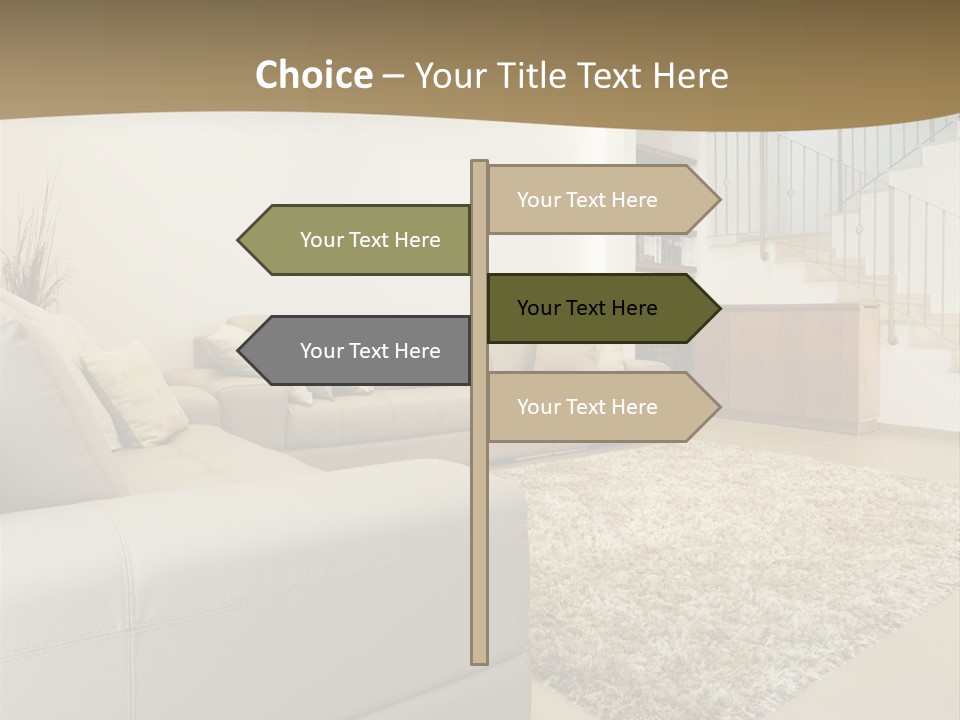 A Living Room With A Couch And A Stair Case PowerPoint Template