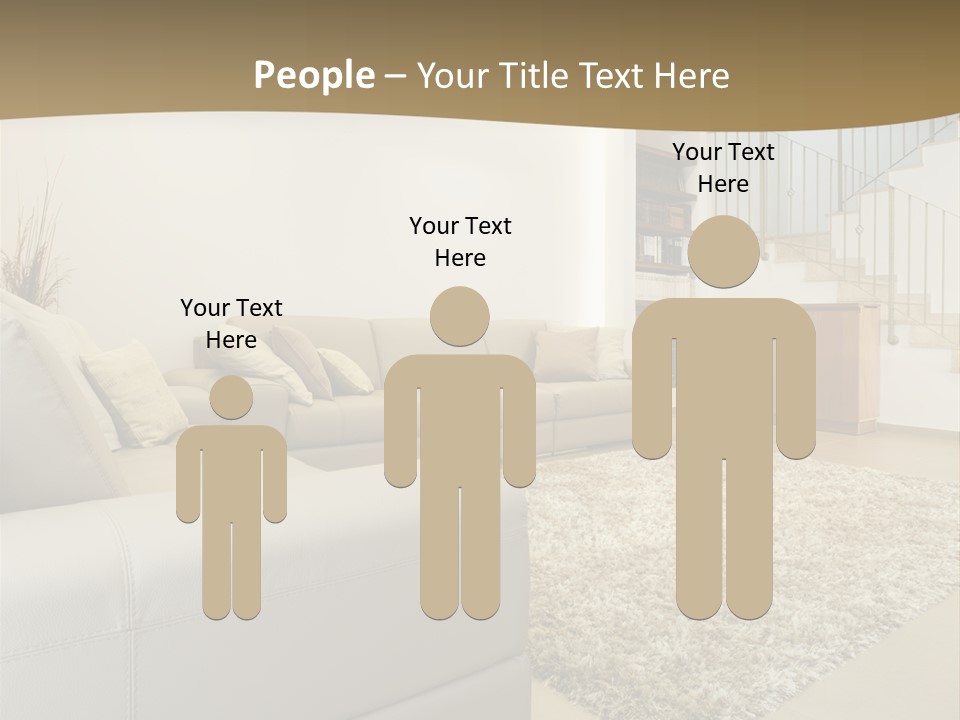 A Living Room With A Couch And A Stair Case PowerPoint Template