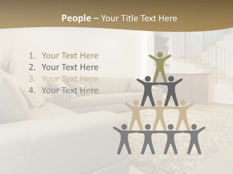 A Living Room With A Couch And A Stair Case PowerPoint Template