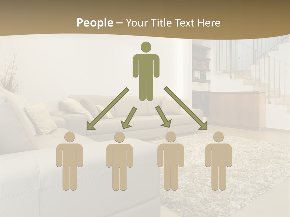 A Living Room With A Couch And A Stair Case PowerPoint Template