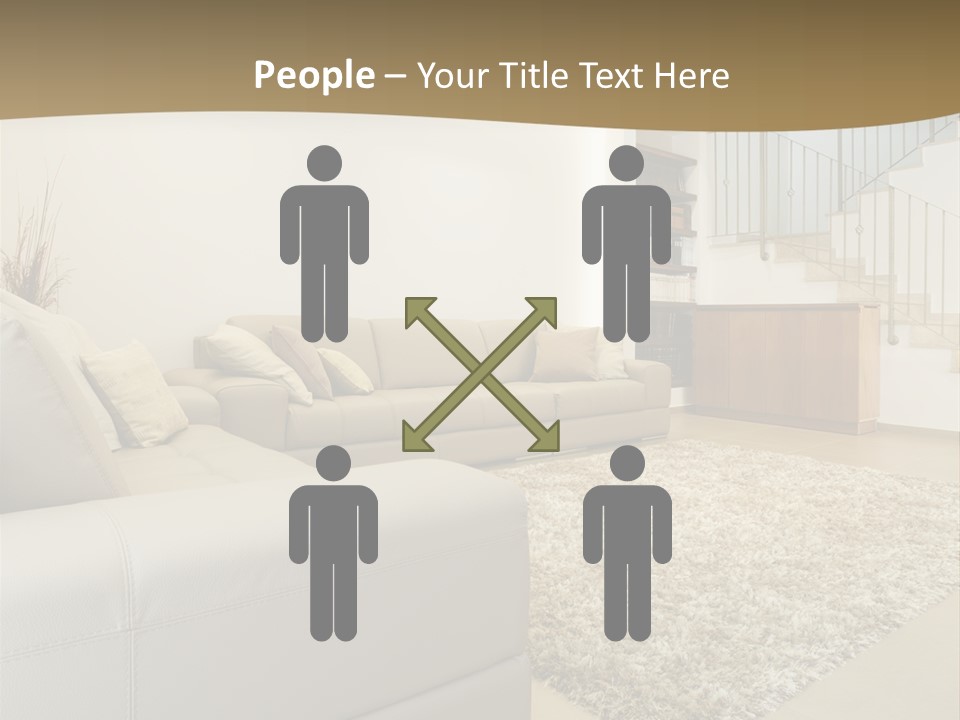 A Living Room With A Couch And A Stair Case PowerPoint Template