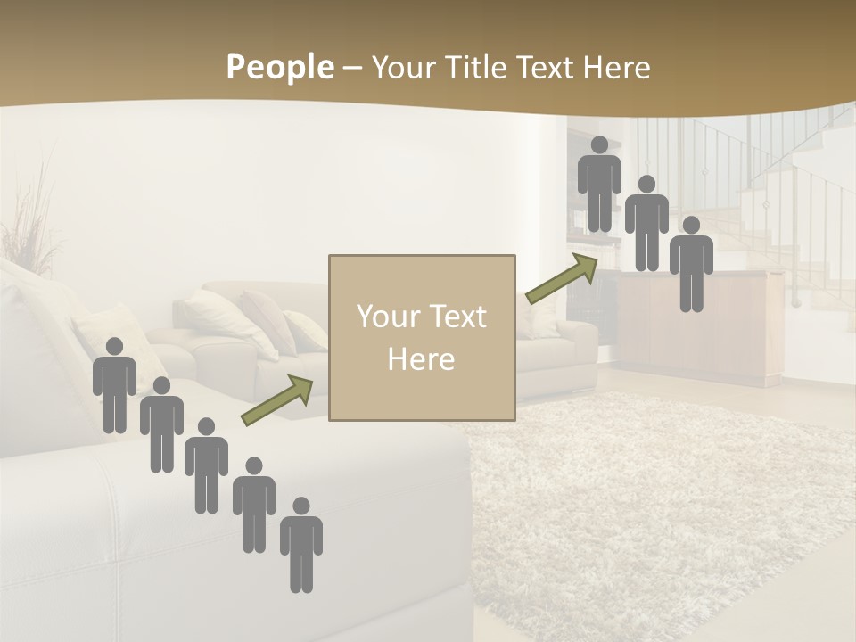 A Living Room With A Couch And A Stair Case PowerPoint Template