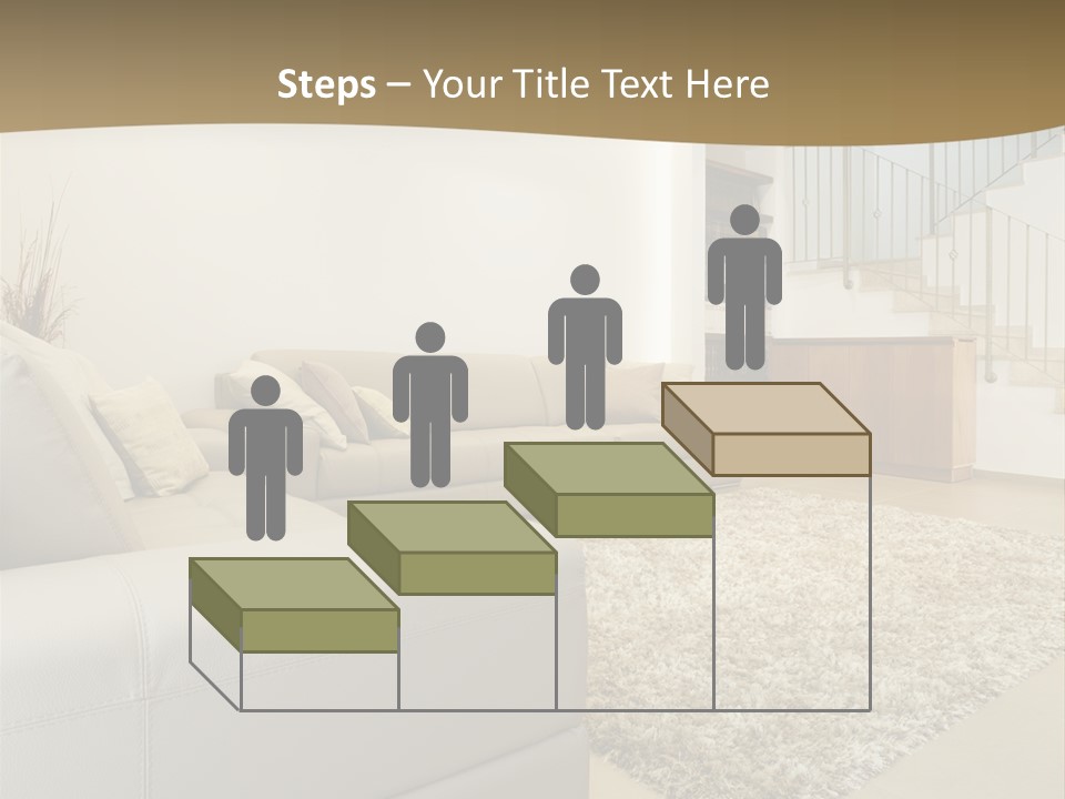 A Living Room With A Couch And A Stair Case PowerPoint Template