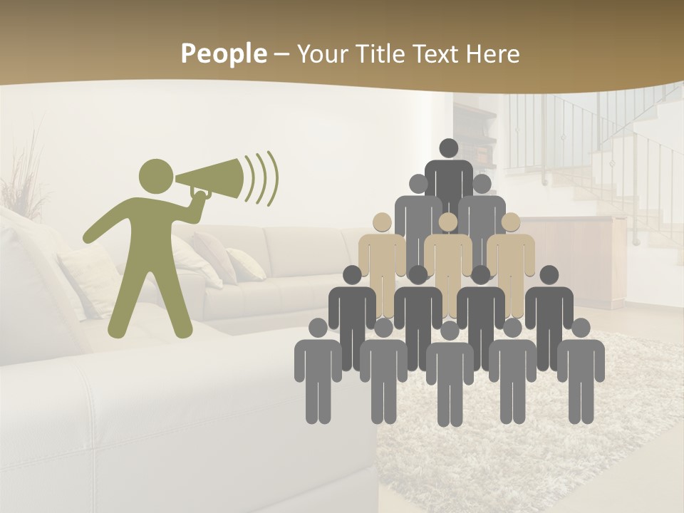 A Living Room With A Couch And A Stair Case PowerPoint Template