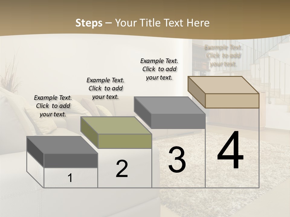 A Living Room With A Couch And A Stair Case PowerPoint Template