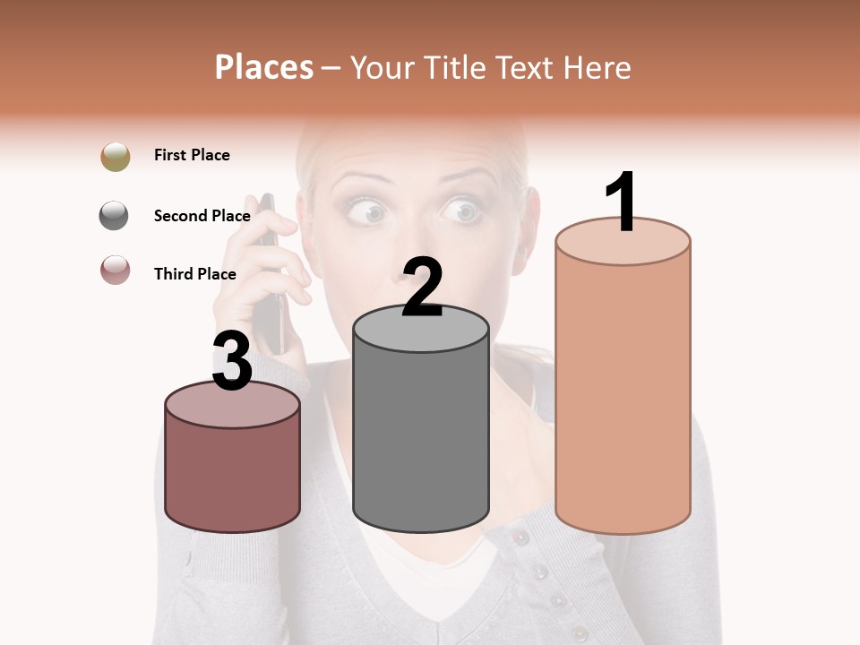 A Woman Holding A Cell Phone Up To Her Mouth PowerPoint Template