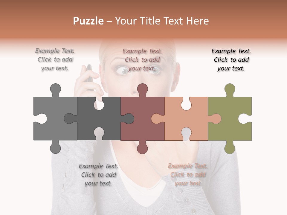 A Woman Holding A Cell Phone Up To Her Mouth PowerPoint Template