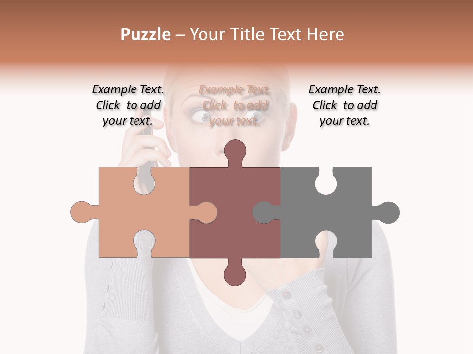 A Woman Holding A Cell Phone Up To Her Mouth PowerPoint Template
