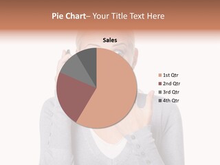 A Woman Holding A Cell Phone Up To Her Mouth PowerPoint Template